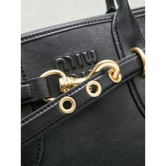 Replica Borse tote Miu Miu Adventure nappa 5BA292 Nero Imitazioni perfette Outlet