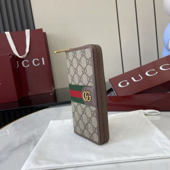 Replica Portafoglio Gucci Ophidia con cerniera 838619 Marrone Imitazioni perfette Outlet
