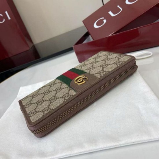 Replica Portafoglio Gucci Ophidia con cerniera 838619 Marrone Imitazioni perfette Outlet
