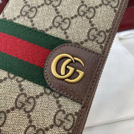 Replica Portafoglio Gucci Ophidia con cerniera 838619 Marrone Imitazioni perfette Outlet