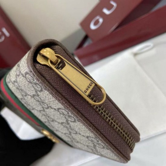Replica Portafoglio Gucci Ophidia con cerniera 838619 Marrone Imitazioni perfette Outlet
