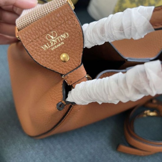 Replica Borsa a mano media Valentino Garavani Alltime vitello granato Marrone Imitazioni perfette Outlet