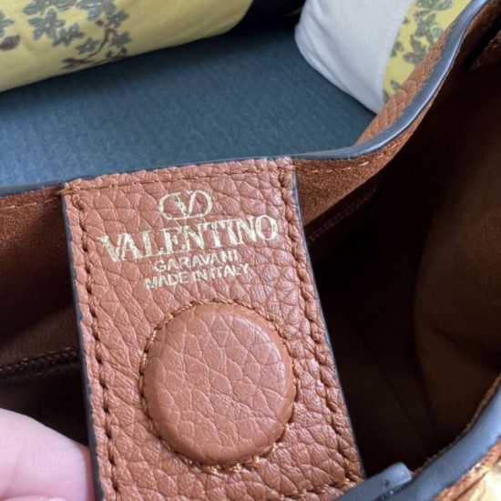 Replica Borsa a mano media Valentino Garavani Alltime vitello granato Marrone Imitazioni perfette Outlet