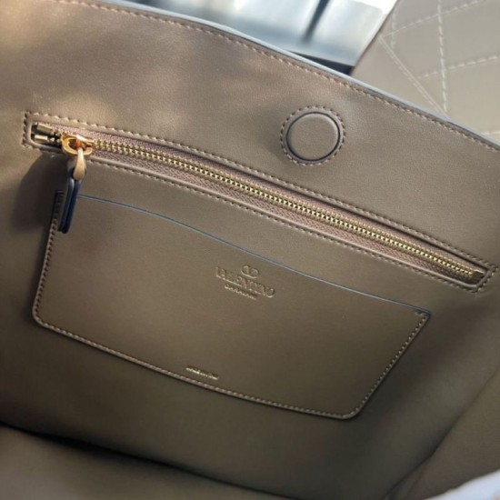 Replica Borsa shopping piccola/media Valentino Garavani Laseine Marrone Imitazioni perfette Outlet