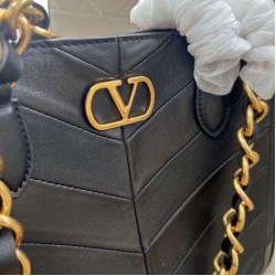 Replica Borsa shopping piccola/media Valentino Garavani Laseine Nero Imitazioni perfette Outlet