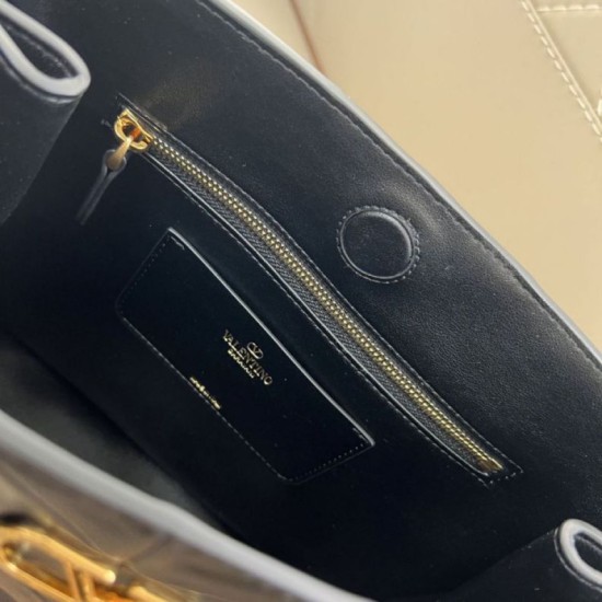 Replica Borsa shopping piccola/media Valentino Garavani Laseine Nero Imitazioni perfette Outlet
