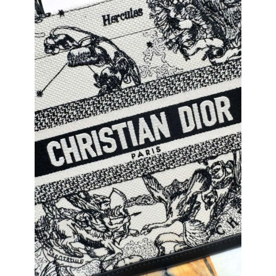 Replica Borsa tote Dior piccola/media Oblique ricamata con stampa animalier bianca Imitazioni perfette Outlet