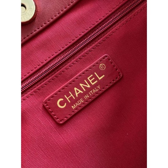 Replica Borsa hobo Chanel Coco piccola pelle di vitello bordeaux Imitazioni perfette Outlet