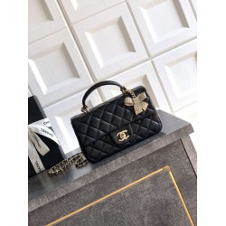 Replica Borsa Chanel Mini Classic Flap Bow 25K con manico superiore AS2431 Nero Imitazioni perfette Outlet