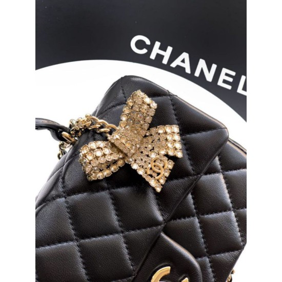 Replica Borsa Chanel Mini Classic Flap Bow 25K con manico superiore AS2431 Nero Imitazioni perfette Outlet