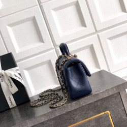Replica Borsa Chanel Mini Classic Flap Bow 25K con manico superiore AS2431 Blu Imitazioni perfette Outlet