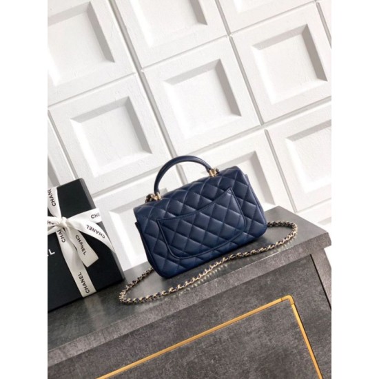 Replica Borsa Chanel Mini Classic Flap Bow 25K con manico superiore AS2431 Blu Imitazioni perfette Outlet