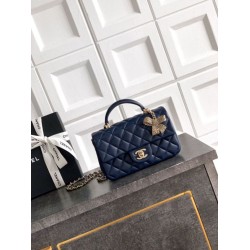 Replica Borsa Chanel Mini Classic Flap Bow 25K con manico superiore AS2431 Blu Imitazioni perfette Outlet