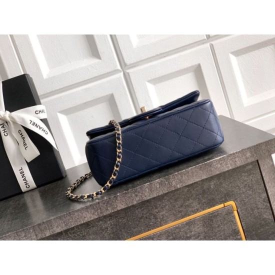 Replica Borsa Chanel Mini Classic Flap Bow 25K con manico superiore AS2431 Blu Imitazioni perfette Outlet