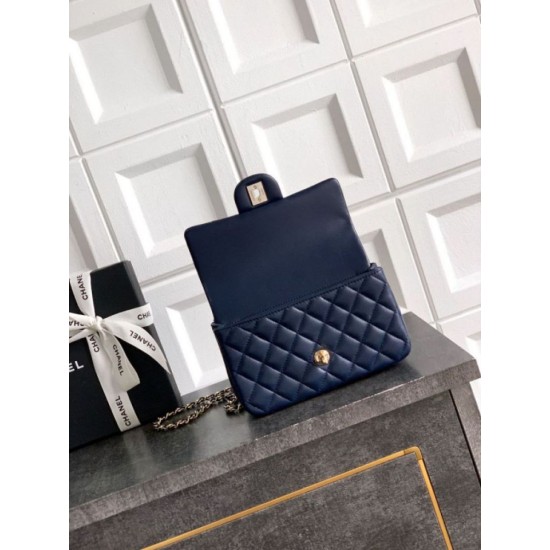 Replica Borsa Chanel Mini Classic Flap Bow 25K con manico superiore AS2431 Blu Imitazioni perfette Outlet