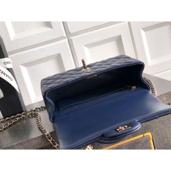 Replica Borsa Chanel Mini Classic Flap Bow 25K con manico superiore AS2431 Blu Imitazioni perfette Outlet