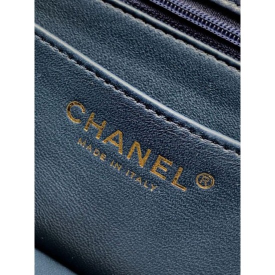 Replica Borsa Chanel Mini Classic Flap Bow 25K con manico superiore AS2431 Blu Imitazioni perfette Outlet