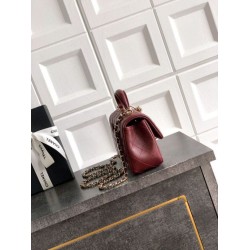 Replica Borsa Chanel Mini Classic Flap Bow 25K con manico superiore AS2431 Borgogna Imitazioni perfette Outlet