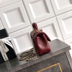 Replica Borsa Chanel Mini Classic Flap Bow 25K con manico superiore AS2431 Borgogna Imitazioni perfette Outlet