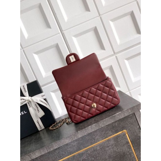 Replica Borsa Chanel Mini Classic Flap Bow 25K con manico superiore AS2431 Borgogna Imitazioni perfette Outlet