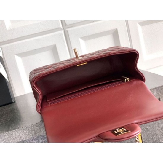 Replica Borsa Chanel Mini Classic Flap Bow 25K con manico superiore AS2431 Borgogna Imitazioni perfette Outlet