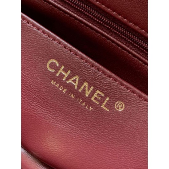 Replica Borsa Chanel Mini Classic Flap Bow 25K con manico superiore AS2431 Borgogna Imitazioni perfette Outlet