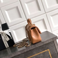 Replica Borsa Chanel Mini Classic Flap Bow 25K con manico superiore AS2431 caramello Imitazioni perfette Outlet