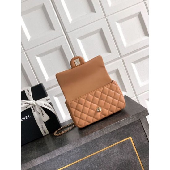 Replica Borsa Chanel Mini Classic Flap Bow 25K con manico superiore AS2431 caramello Imitazioni perfette Outlet
