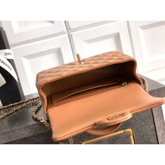 Replica Borsa Chanel Mini Classic Flap Bow 25K con manico superiore AS2431 caramello Imitazioni perfette Outlet