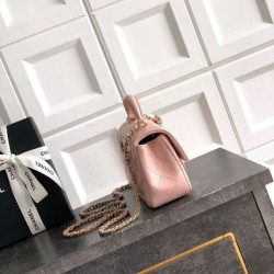 Replica Borsa Chanel Mini Classic Flap Bow 25K con manico superiore AS2431 Rosa Imitazioni perfette Outlet