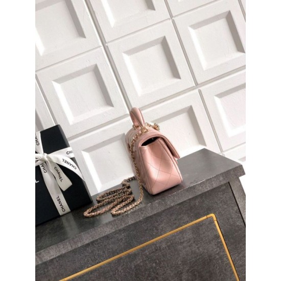 Replica Borsa Chanel Mini Classic Flap Bow 25K con manico superiore AS2431 Rosa Imitazioni perfette Outlet