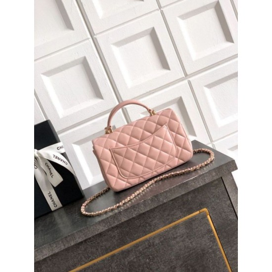 Replica Borsa Chanel Mini Classic Flap Bow 25K con manico superiore AS2431 Rosa Imitazioni perfette Outlet