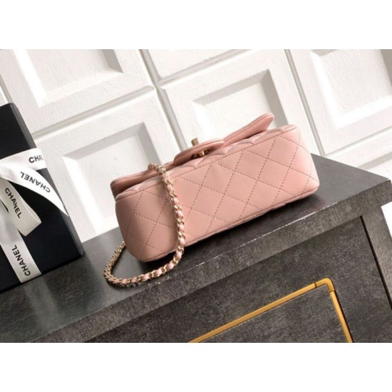 Replica Borsa Chanel Mini Classic Flap Bow 25K con manico superiore AS2431 Rosa Imitazioni perfette Outlet