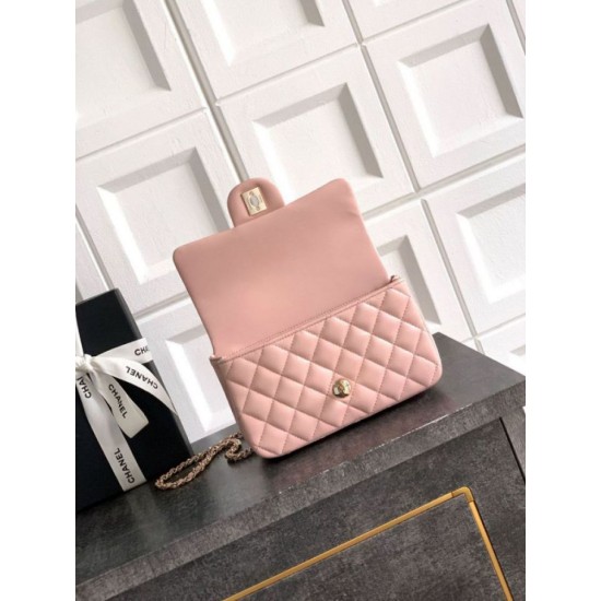 Replica Borsa Chanel Mini Classic Flap Bow 25K con manico superiore AS2431 Rosa Imitazioni perfette Outlet