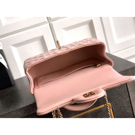 Replica Borsa Chanel Mini Classic Flap Bow 25K con manico superiore AS2431 Rosa Imitazioni perfette Outlet