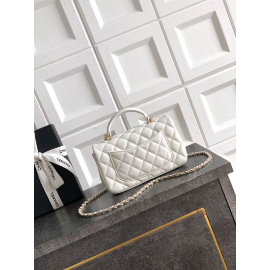 Replica Borsa Chanel Mini Classic Flap Bow 25K con manico superiore AS2431 bianca Imitazioni perfette Outlet