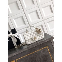 Replica Borsa Chanel Mini Classic Flap Bow 25K con manico superiore AS2431 bianca Imitazioni perfette Outlet
