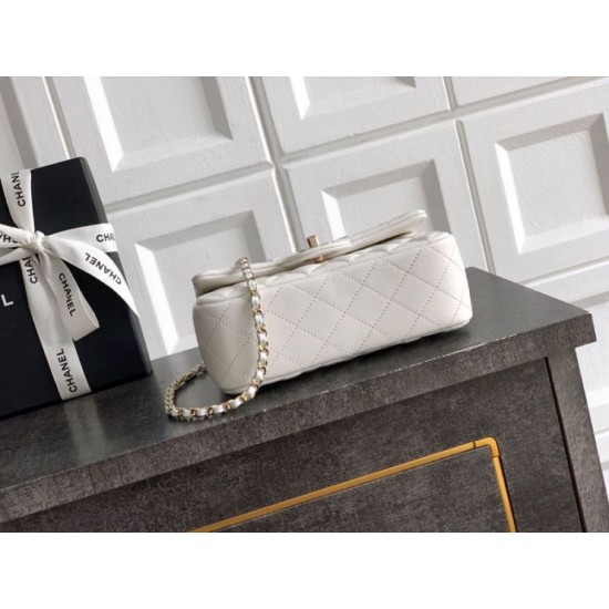 Replica Borsa Chanel Mini Classic Flap Bow 25K con manico superiore AS2431 bianca Imitazioni perfette Outlet