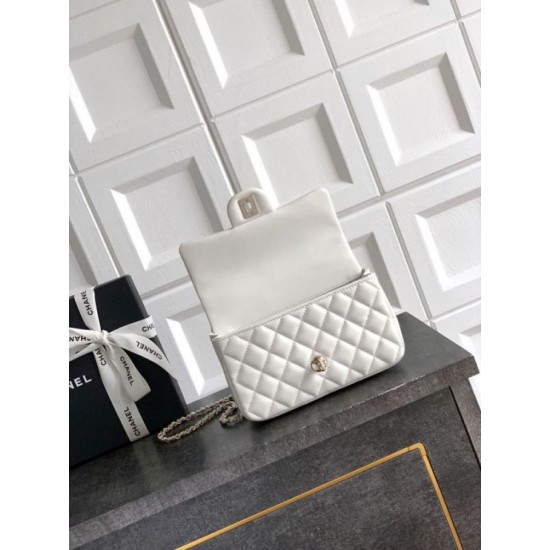 Replica Borsa Chanel Mini Classic Flap Bow 25K con manico superiore AS2431 bianca Imitazioni perfette Outlet