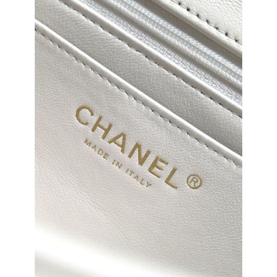 Replica Borsa Chanel Mini Classic Flap Bow 25K con manico superiore AS2431 bianca Imitazioni perfette Outlet