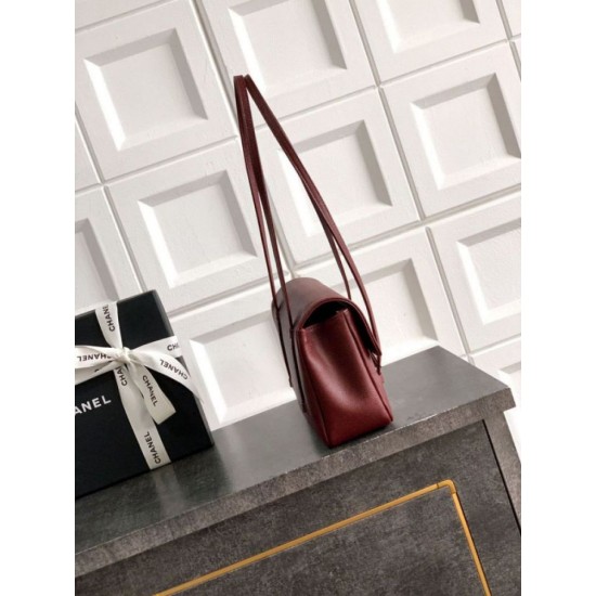 Replica Borsa Chanel 26P Preppy Coco Flap AS6130 Borgogna Imitazioni perfette Outlet