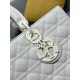 Replica Borsa a mano Dior Lady Dior grande opaca Cannage con patta bianca Imitazioni perfette Outlet