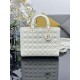 Replica Borsa a mano Dior Lady Dior grande opaca Cannage con patta bianca Imitazioni perfette Outlet