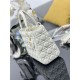 Replica Borsa a mano Dior Lady Dior Media opaca Cannage con patta bianca Imitazioni perfette Outlet