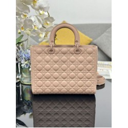 Replica Borsa a mano Dior Lady Dior grande opaca Cannage con patta Rosa Imitazioni perfette Outlet