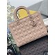 Replica Borsa a mano Dior Lady Dior grande opaca Cannage con patta Rosa Imitazioni perfette Outlet