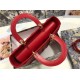 Replica Borsa grande Dior Lady Dior agnello trapuntata cannage Rosso Imitazioni perfette Outlet