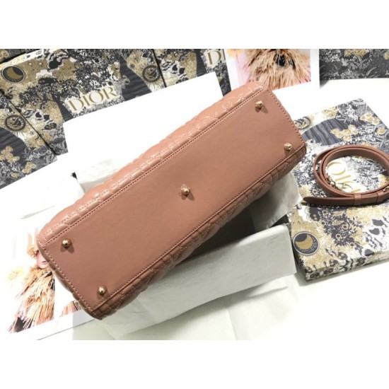 Replica Borsa grande Dior Lady Dior agnello trapuntata cannage Marrone Imitazioni perfette Outlet