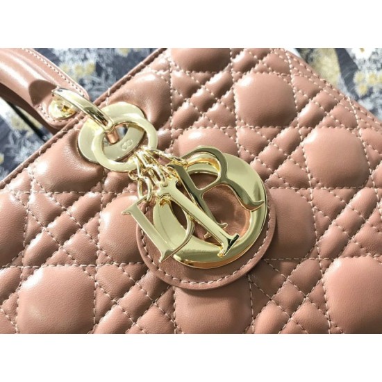 Replica Borsa grande Dior Lady Dior agnello trapuntata cannage Marrone Imitazioni perfette Outlet