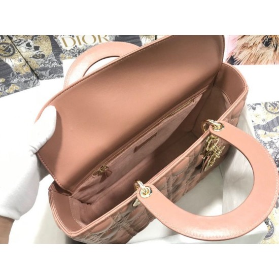 Replica Borsa grande Dior Lady Dior agnello trapuntata cannage Marrone Imitazioni perfette Outlet